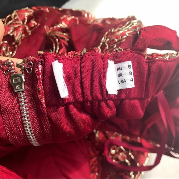 🆕 BURGUNDY GOLD EMBROIDERED MIDI DRESS! - Picture 9 of 11